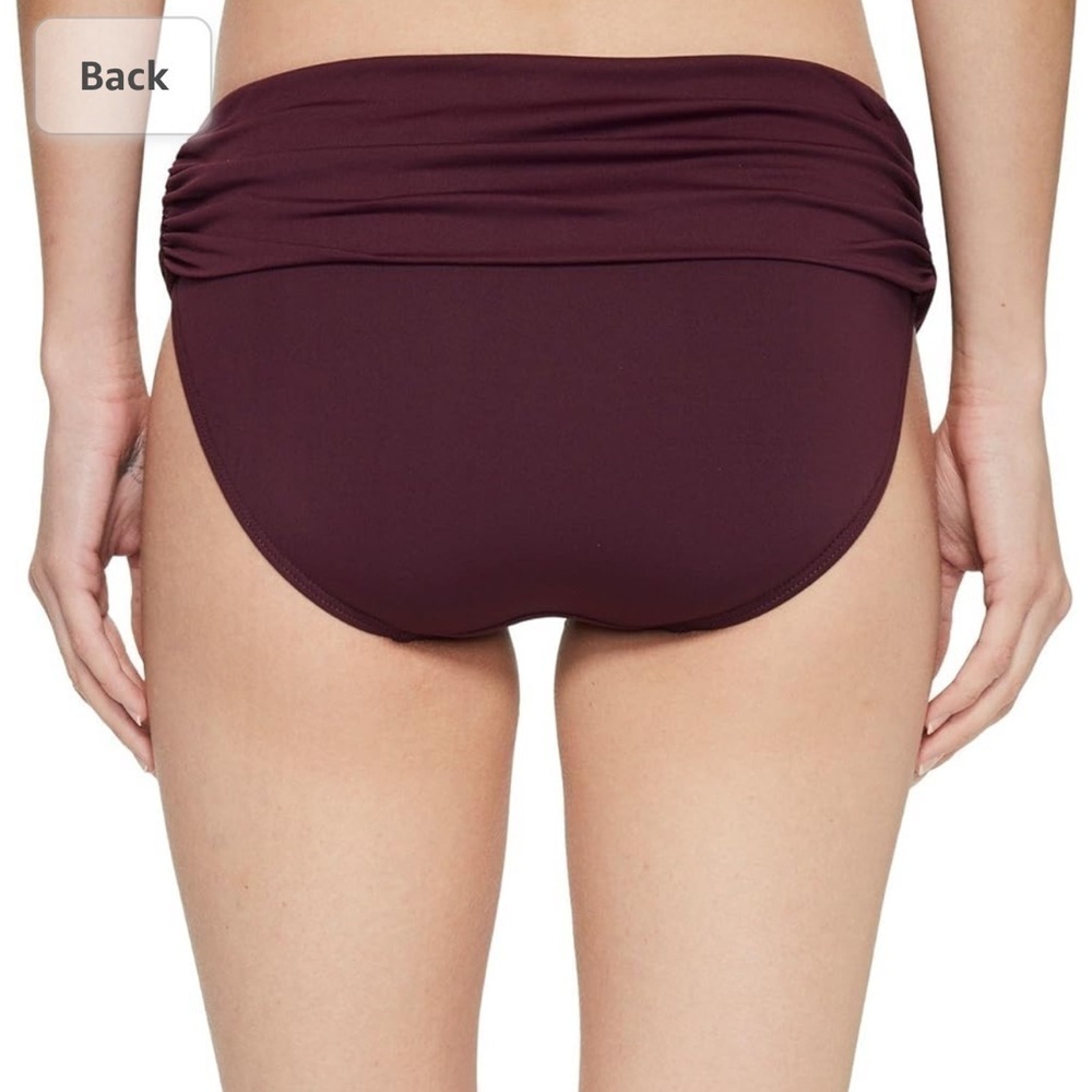 Ralph Lauren Beach Club Wide Band Bikini Bottom 14 Burgundy Womens Swimsuit - Picture 3 of 7